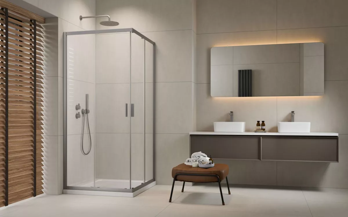 Alienta Brushed Nickel C-D szögletes szálcsiszolt króm zuhanykabin enteriőr