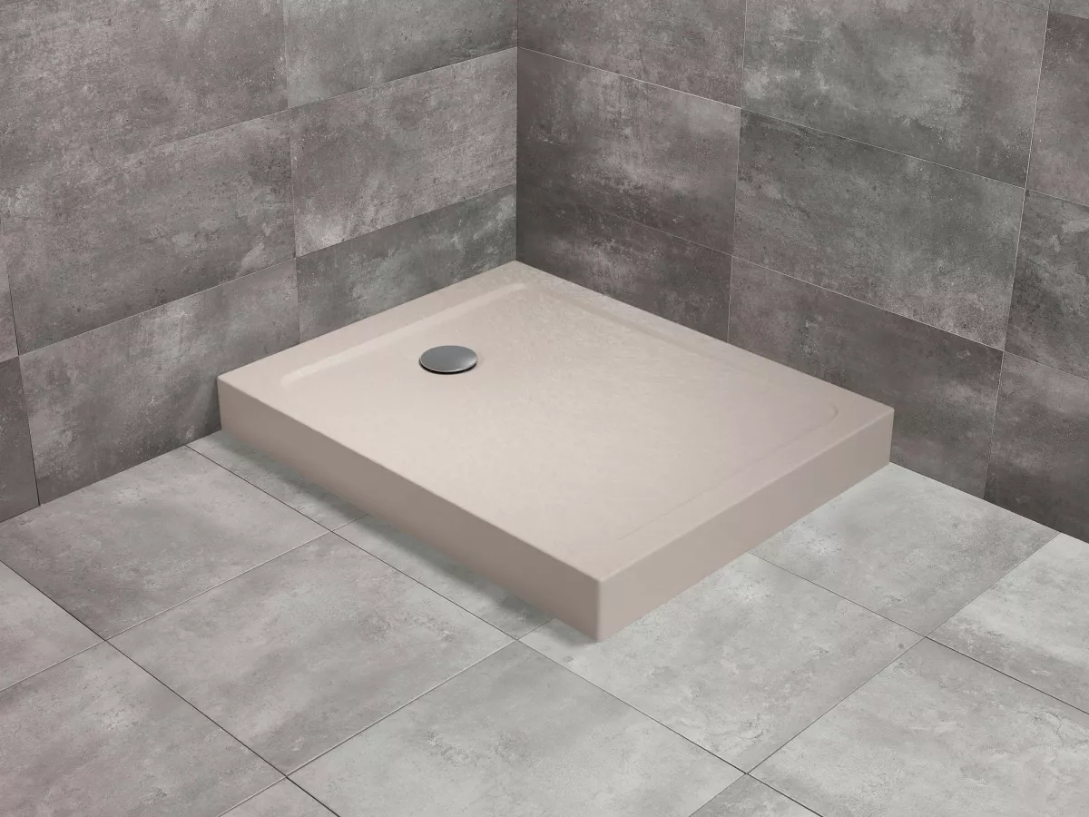 Doros Stone F szögletes zuhanytálca előlappal - beige