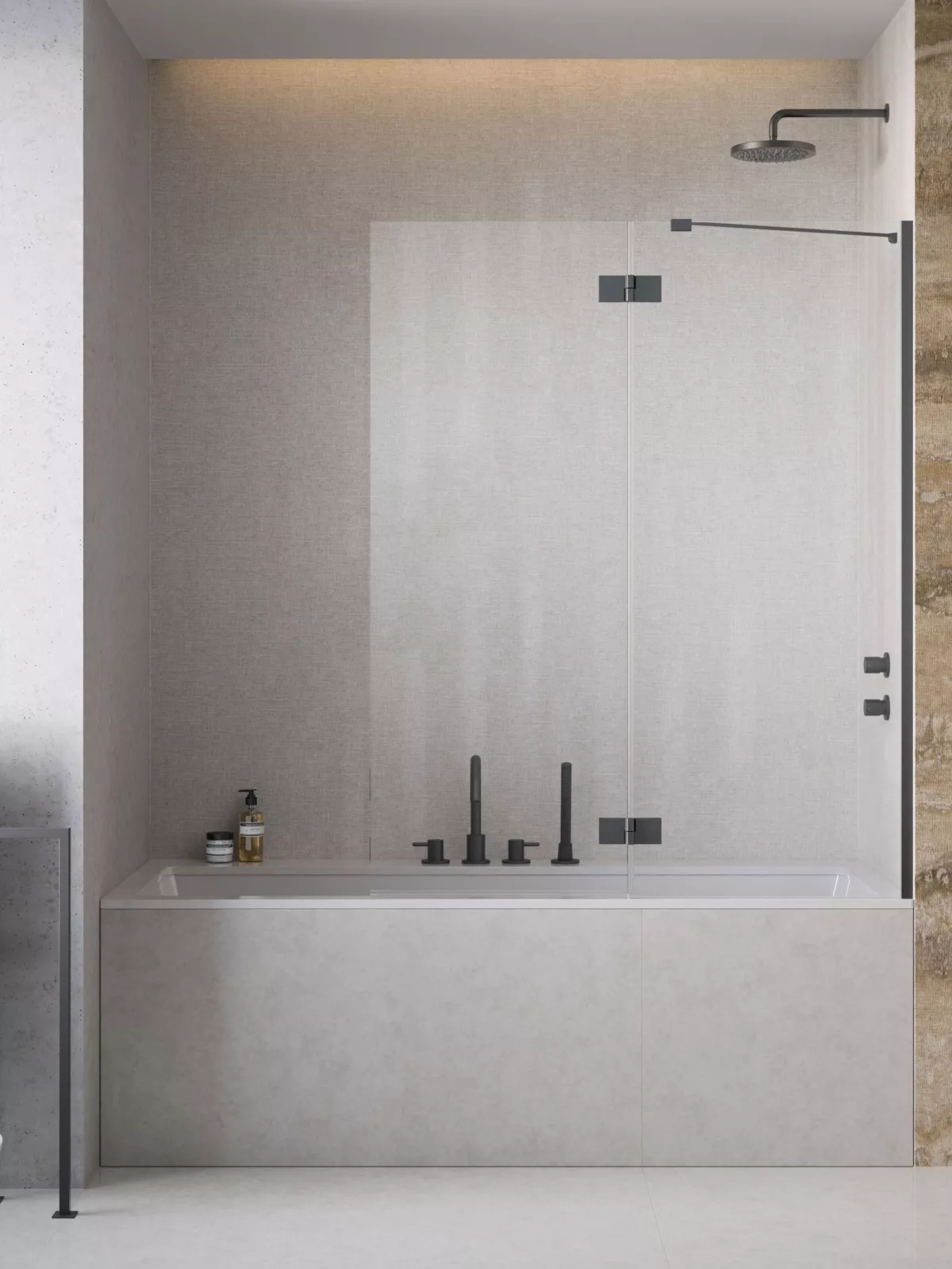 Essenza Brushed GunMetal ﻿PND II ﻿szálcsiszolt fegyvermetál kádparaván (a képen jobbos kádparaván látható)