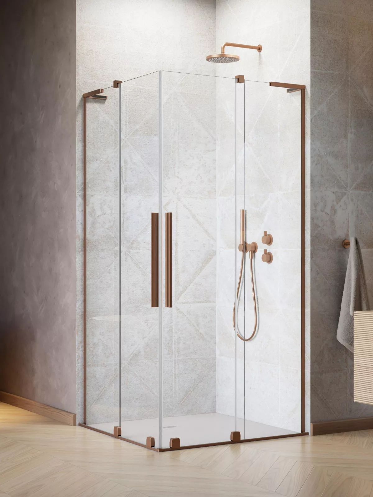 Furo SL Brushed Copper KDD szálcsiszolt réz zuhanykabin