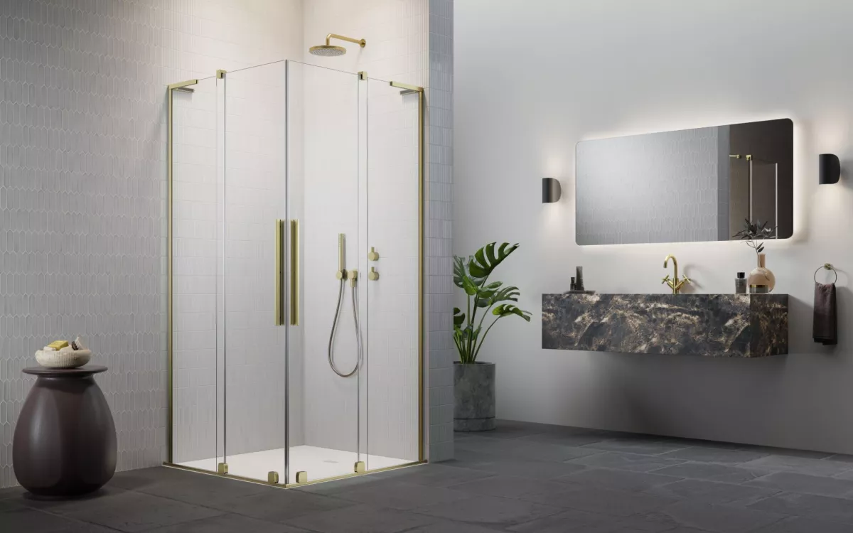 Furo SL Brushed Gold KDD szálcsiszolt arany zuhanykabin enteriőr