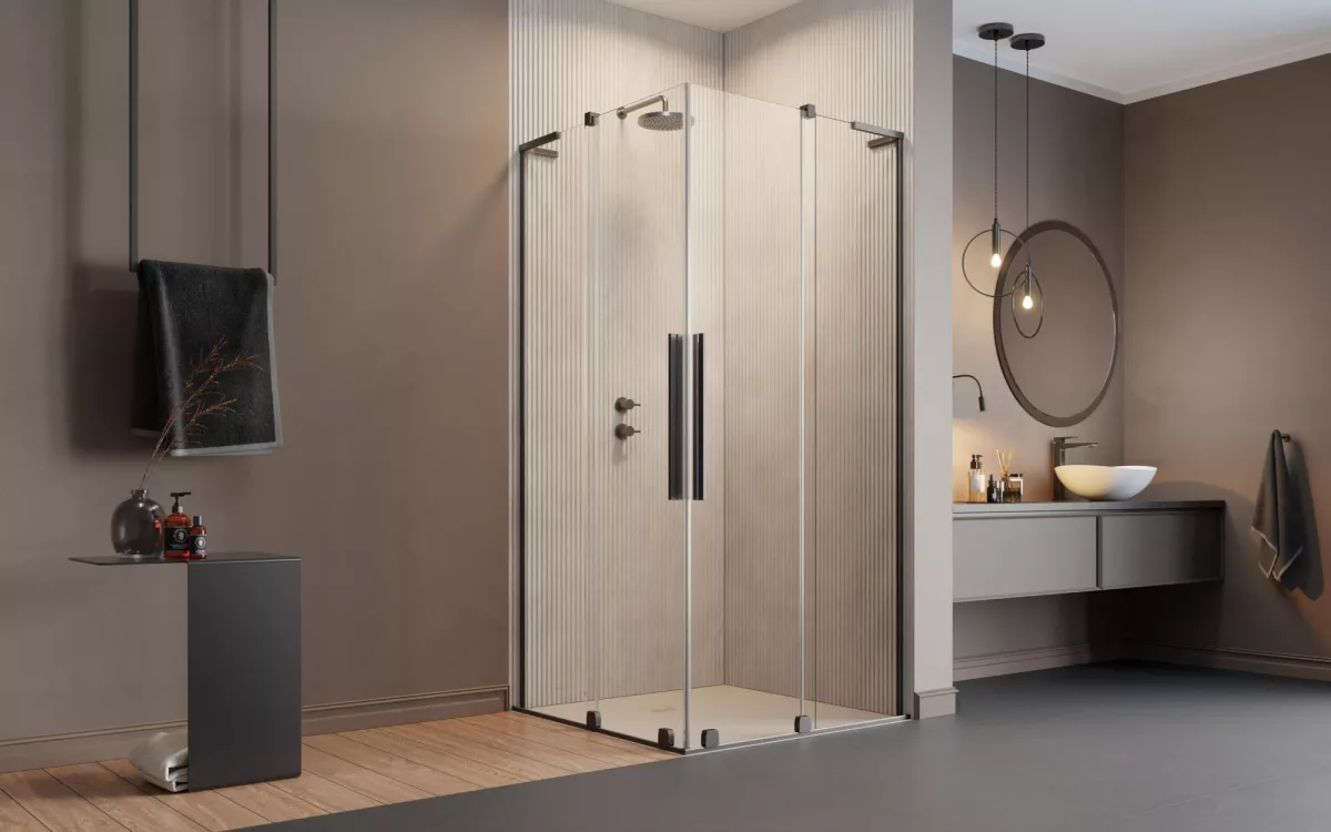 Furo SL Brushed GunMetal KDD szálcsiszolt fegyvermetál zuhanykabin enteriőr