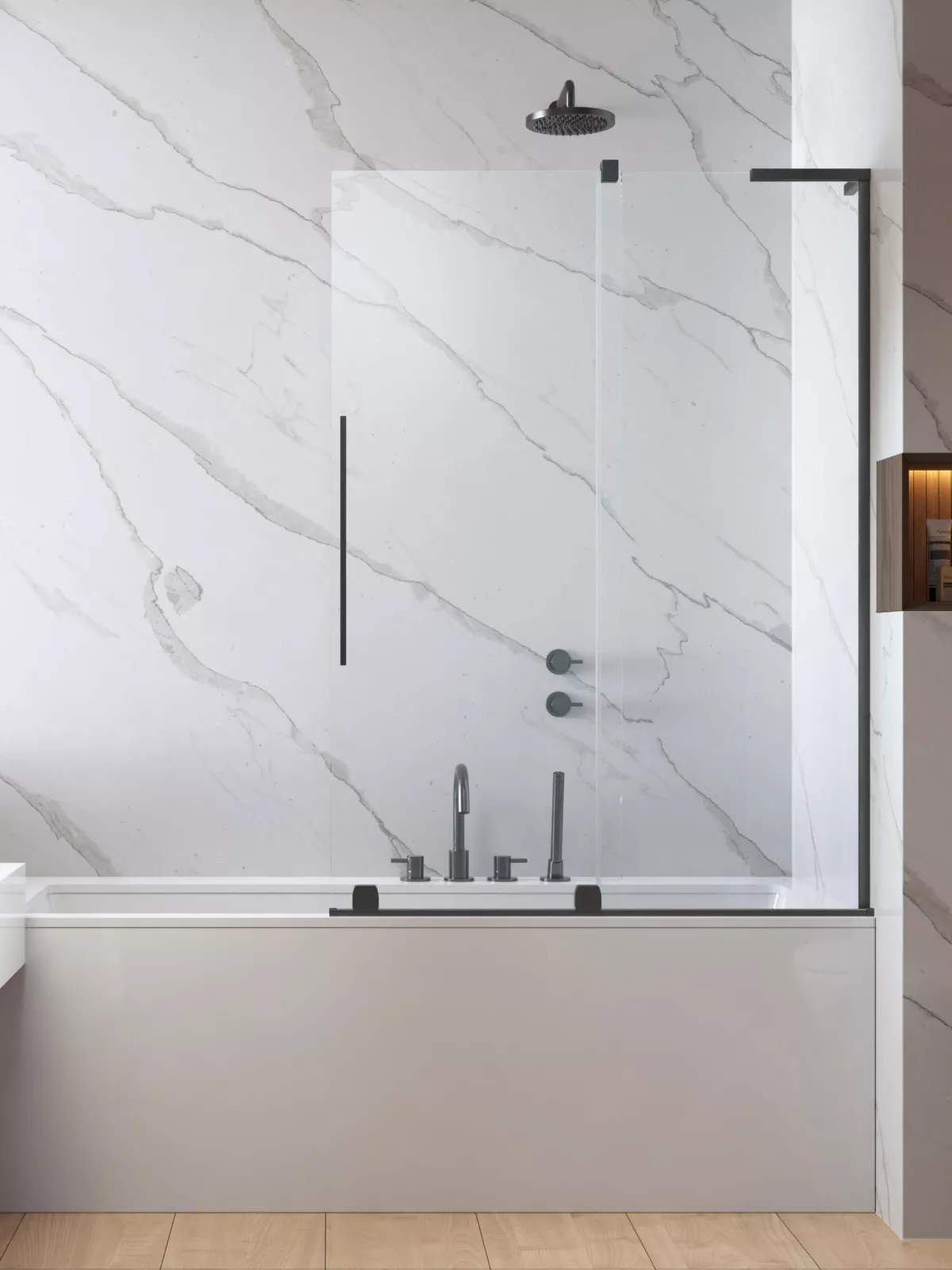 Furo SL Brushed GunMetal PND II szálcsiszolt fegyvermetál kádparaván (a képen jobbos kádparaván látható)