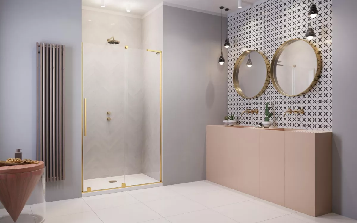 Furo SL Gold DWJ arany zuhanyajtó enteriőr (a képen jobbos zuhanyajtó látható)