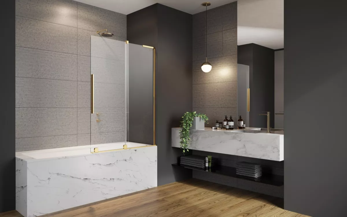 Radaway Furo SL Gold PND II arany kádparaván enteriőr (a képen jobbos kádparaván látható)