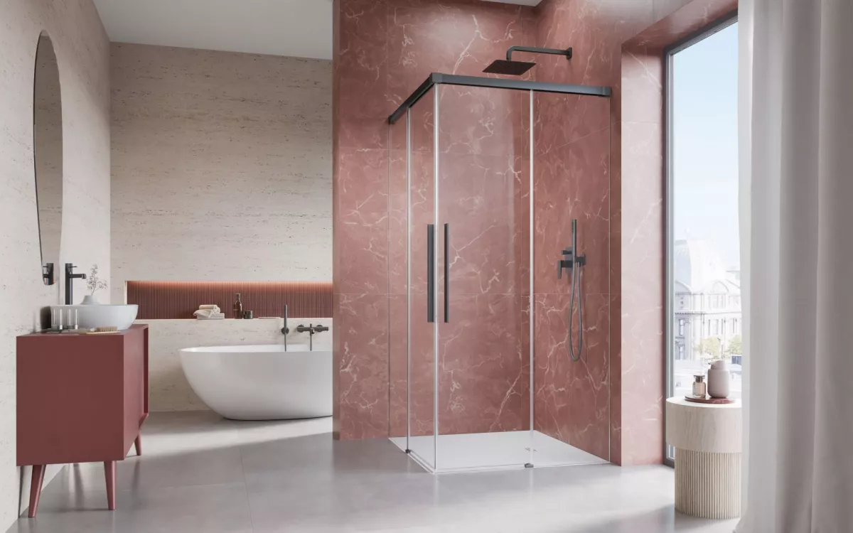 Idea 8 QL Brushed GunMetal KDD szögletes szálcsiszolt fegyvermetál zuhanykabin enteriőr