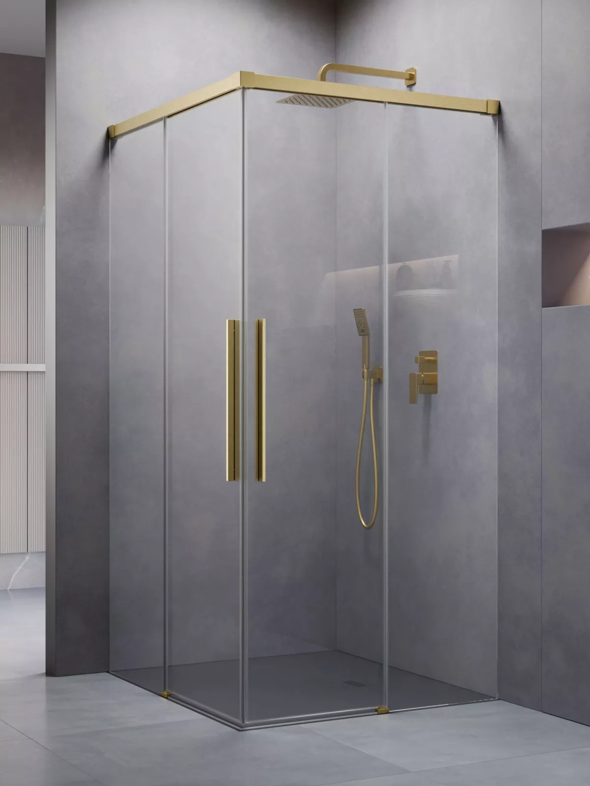 Idea 8 QL Brushed Gold KDD szögletes szálcsiszolt arany zuhanykabin