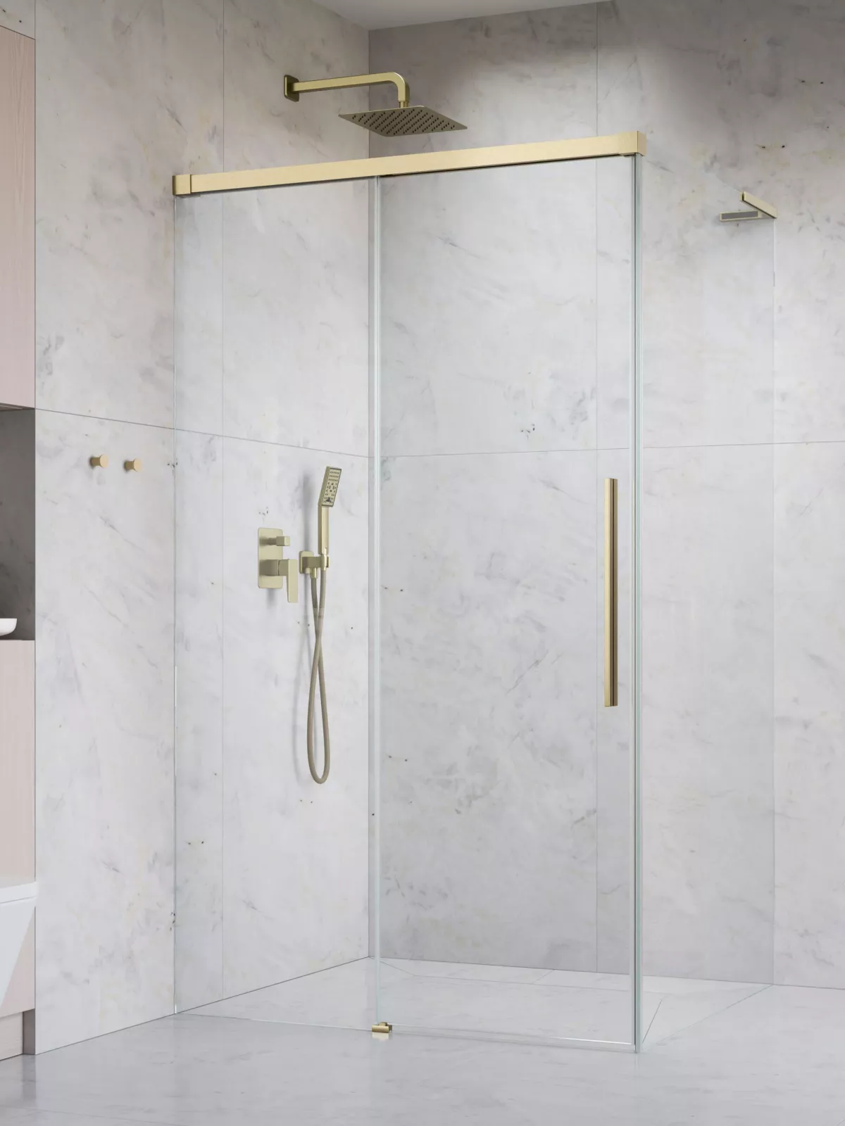 Idea 8 QL Brushed Gold KDJ szálcsiszolt arany zuhanykabin (a képen balos zuhanykabin látható)