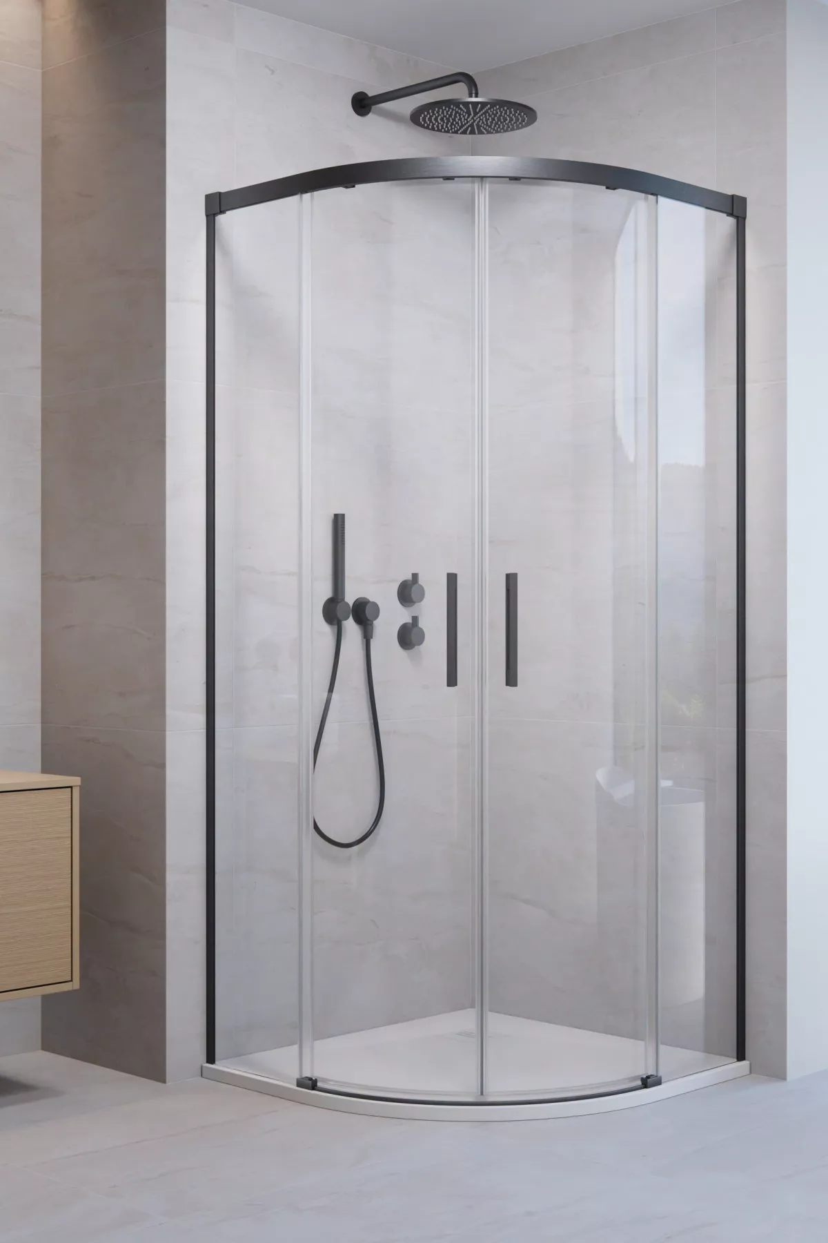 Idea Brushed GunMetal PDD íves szálcsiszolt fegyvermetál zuhanykabin