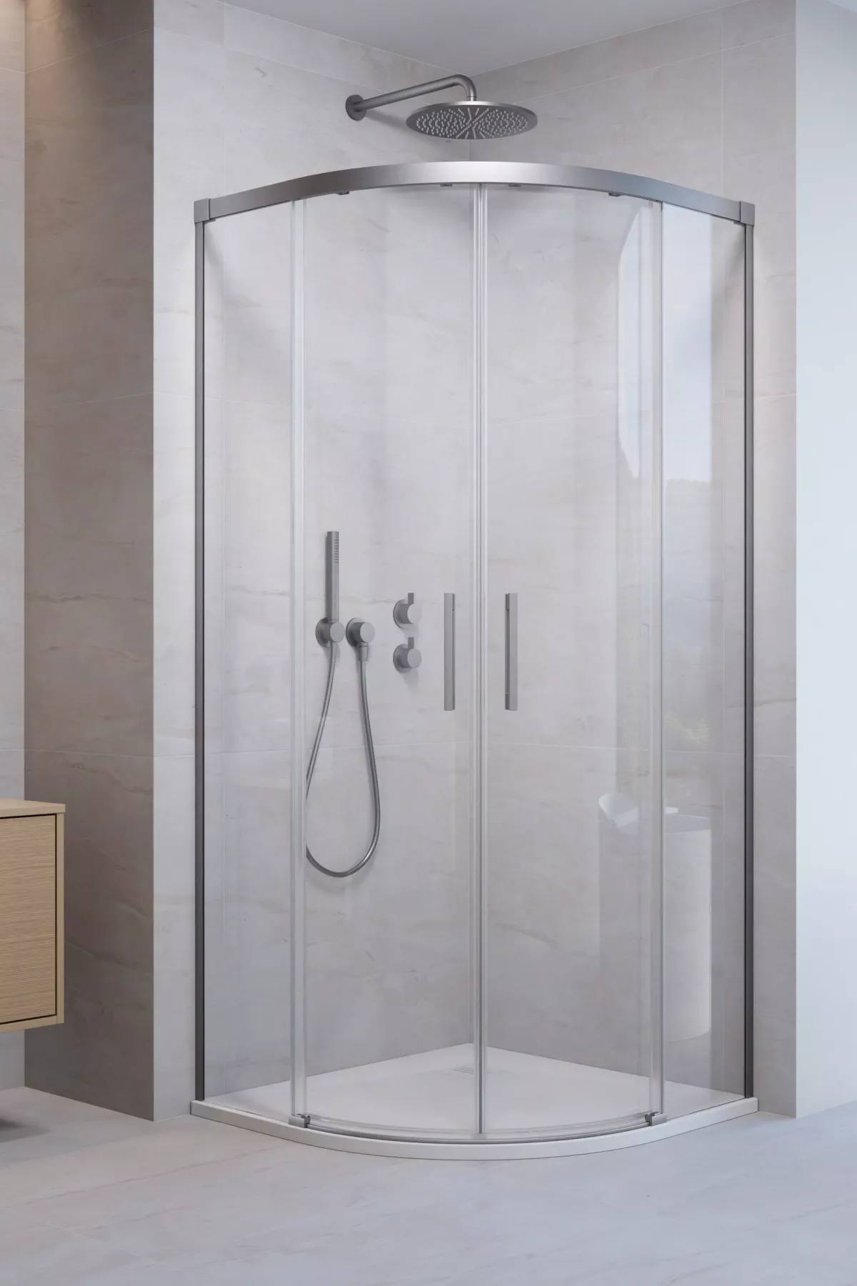 Idea Brushed Nickel PDD íves szálcsiszolt króm zuhanykabin