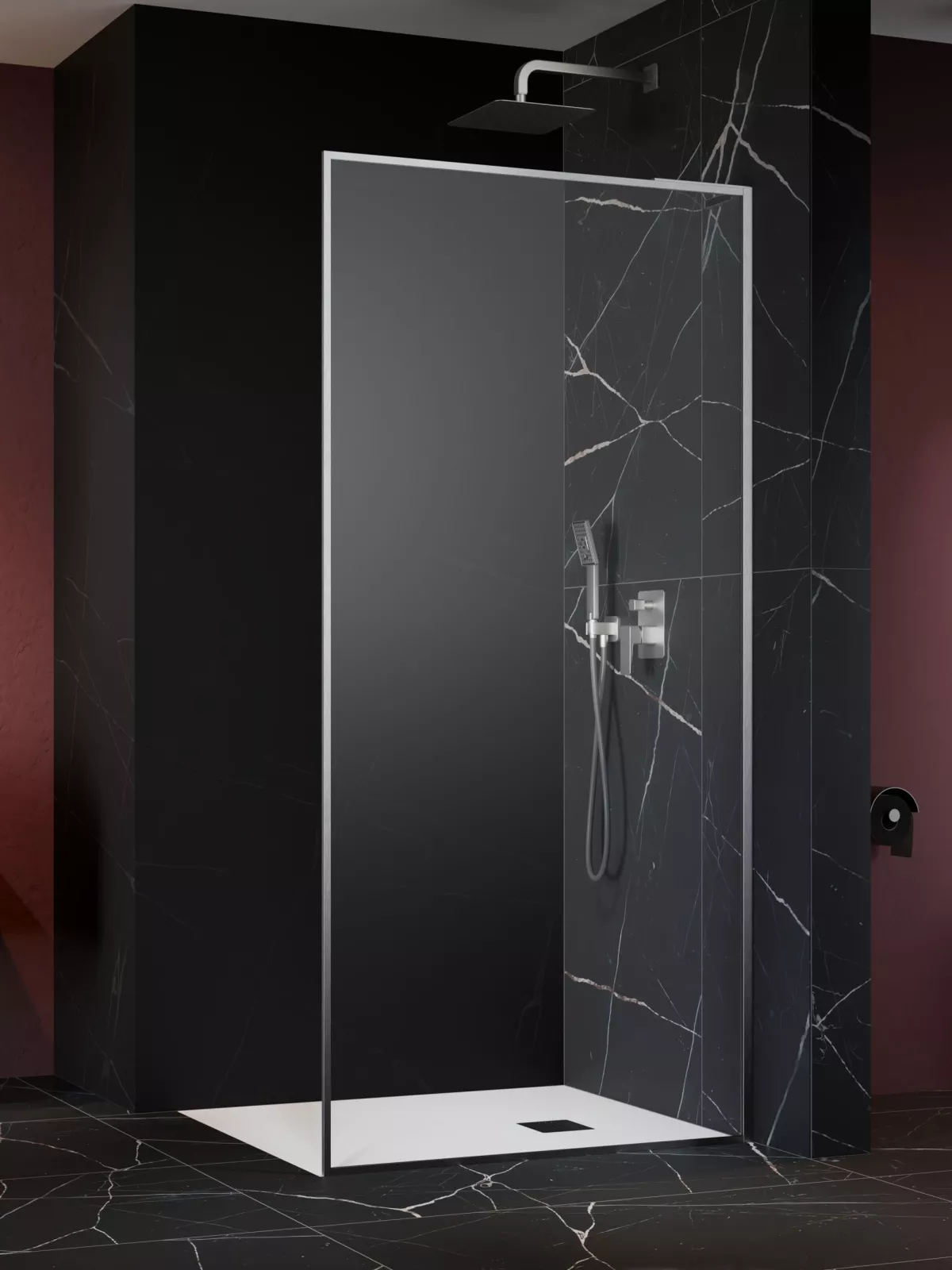 Modo F SL II Brushed Nickel Walk-in szálcsiszolt króm zuhanyfal (a képen jobbos zuhanyfal látható)