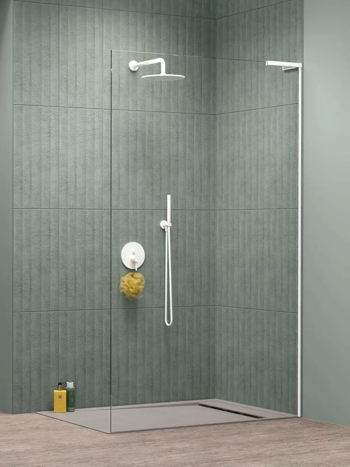 Modo SL II White Walk-in fehér zuhanyfal (a képen jobbos zuhanyfal látható)