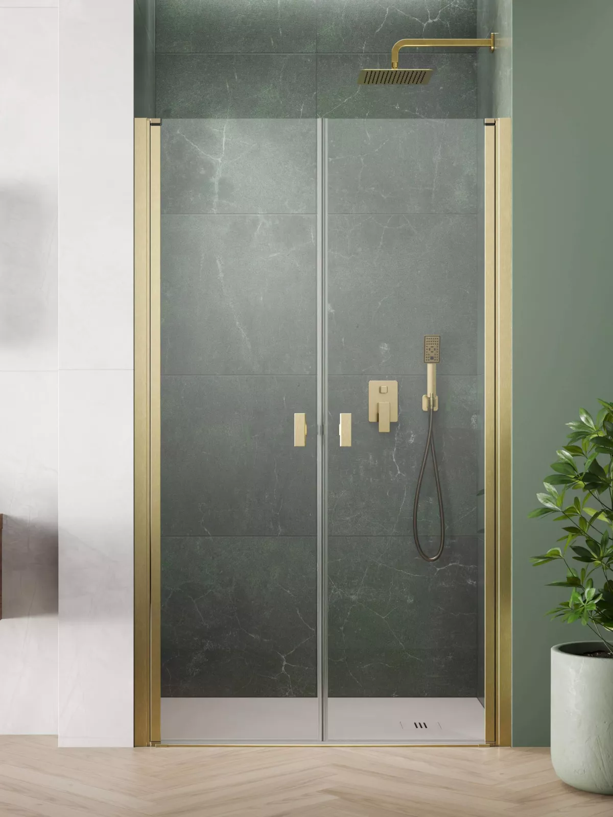 Nes Brushed Gold DWD I szálcsiszolt arany zuhanyajtó