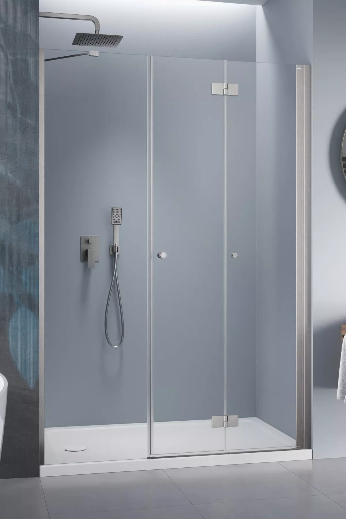 Nes Brushed Nickel DWS B szálcsiszolt króm zuhanyajtó (a képen jobbos zuhanyajtó látható)