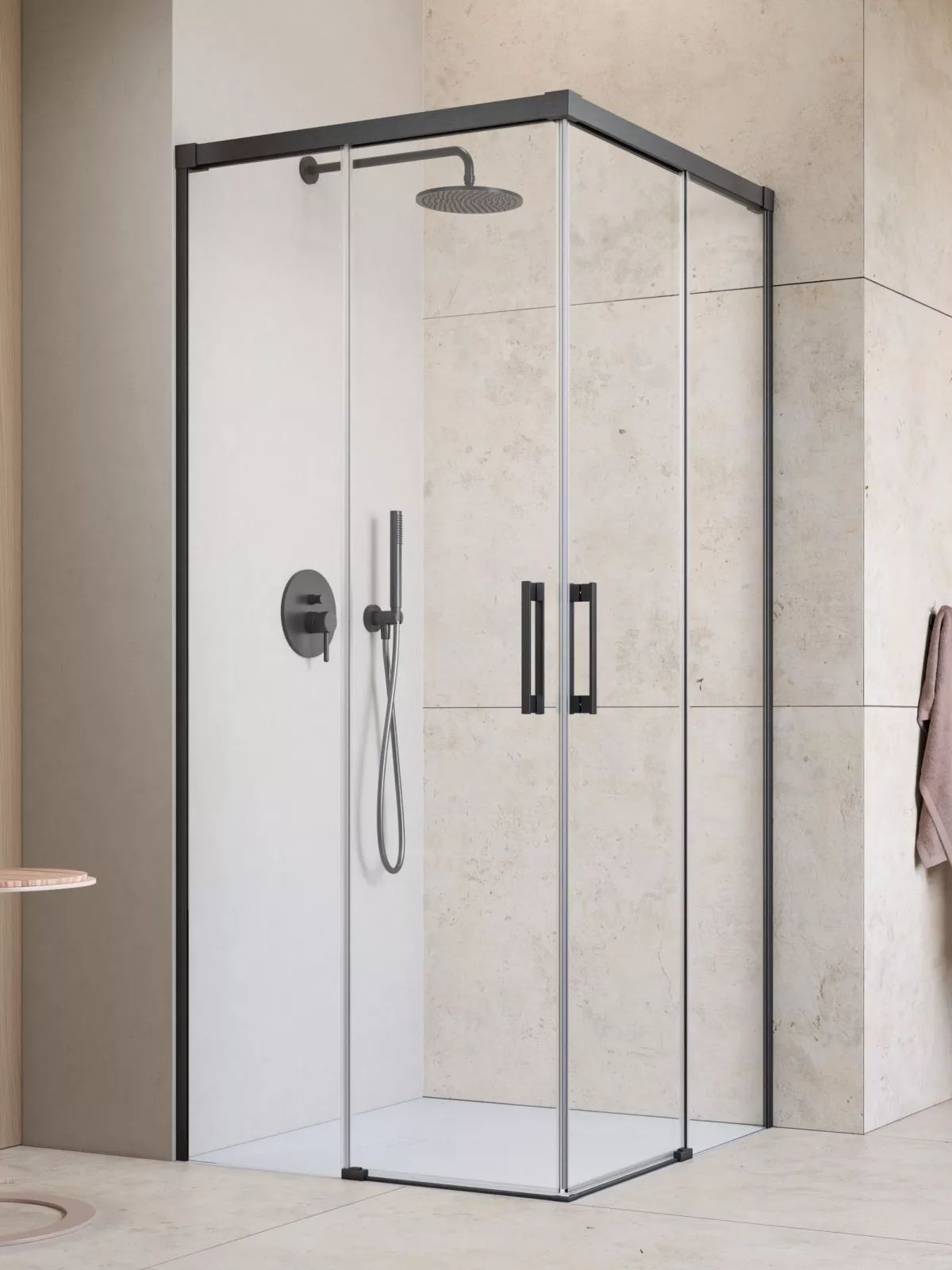 Idea Brushed GunMetal KDD szögletes szálcsiszolt fegyvermetál zuhanykabin