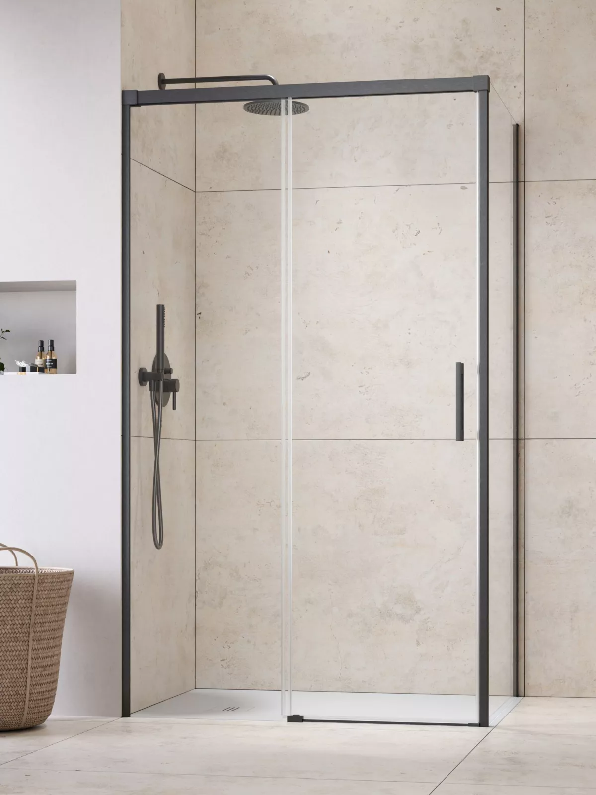 Idea Brushed GunMetal KDJ szögletes szálcsiszolt fegyvermetál zuhanykabin (a képen balos zuhanykabin látható)