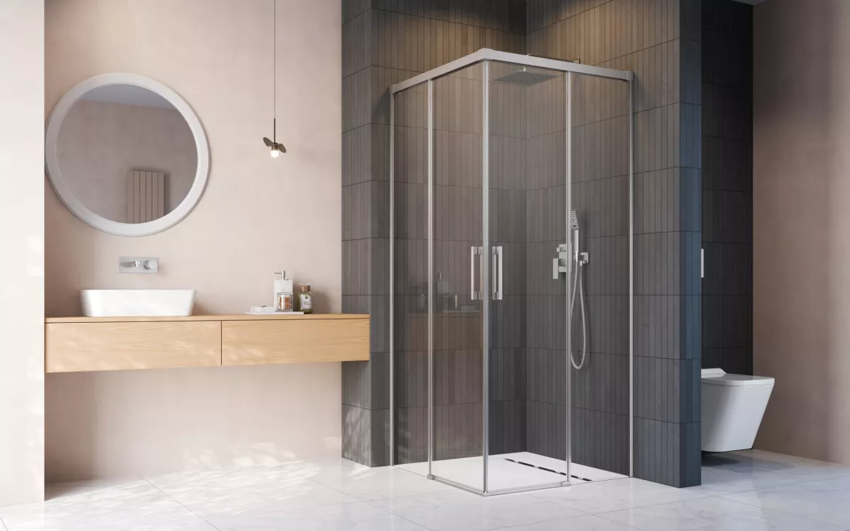 Idea Brushed Nickel KDD szögletes szálcsiszolt króm zuhanykabin enteriőr